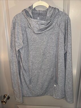 GAP Fit Heather Gray Hooded Performance Top
